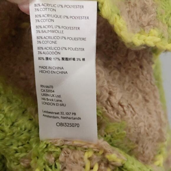 Free People Sunshine to Follow Argyle Cotton Blend Sweater Lemon Sugar Combo NEW - Picture 4 of 10